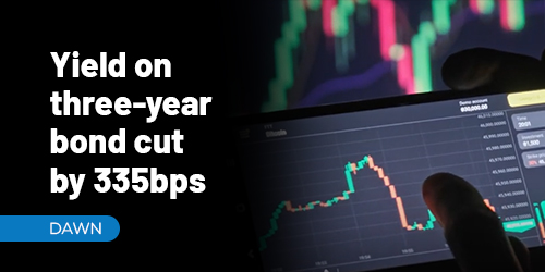 yield on three year bond cut by 355bps